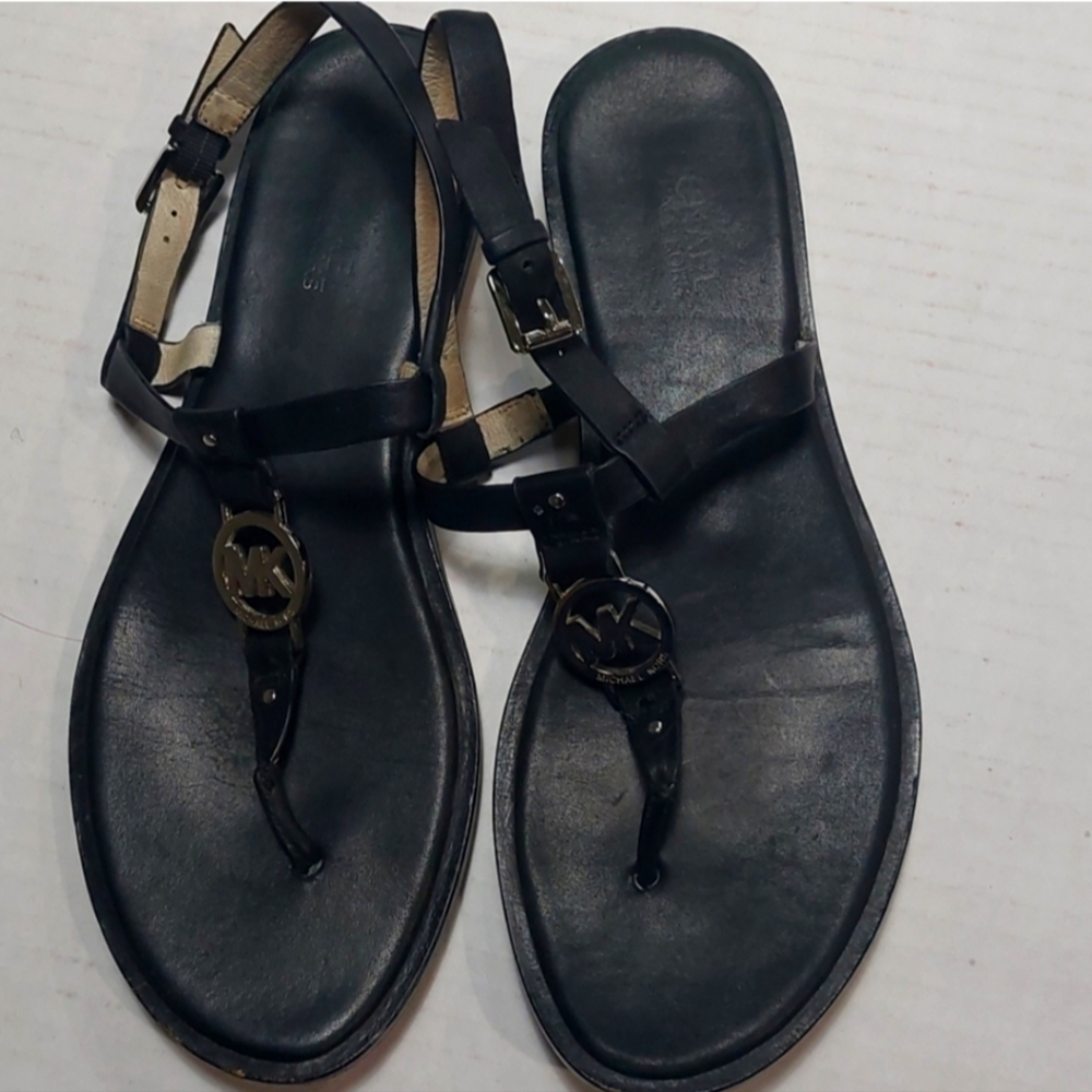 Michael Kors Black Leather Sandals Size 9.5